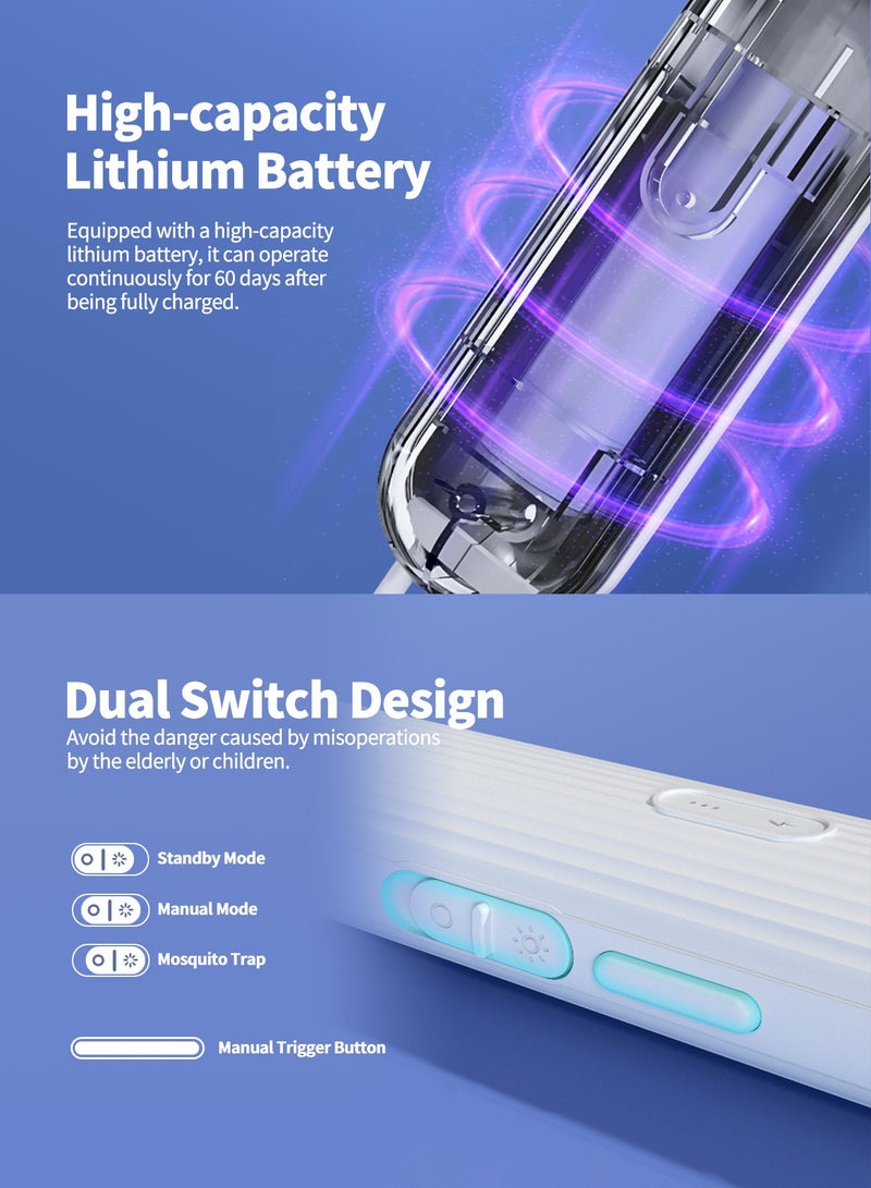 Bcarenest Foldable Electric Mosquito Bat Zapper & UV Mosquito Killer Lamp, Dual-Mode Bug Zapper with 20m UV Lure, Rechargeable Lithium Battery, Safe & Portable - Image 5